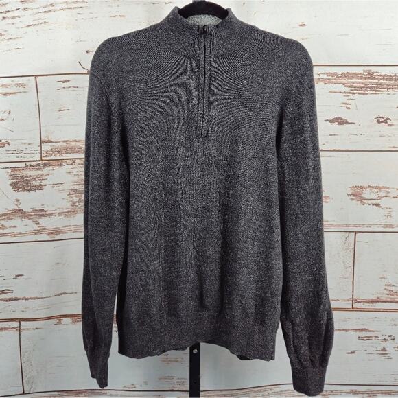 Faherty Men's 1/4 zip sweater Cotton Cashmere Grey Size Large - Picture 1 of 5